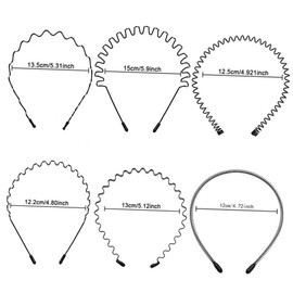 Vaguelly 6pcs Elastic Metal Headband Set Hair Band for Women Men Slicked-back Wavy Hair Hoop Fashion Headband No Snipping Comfortable for Long