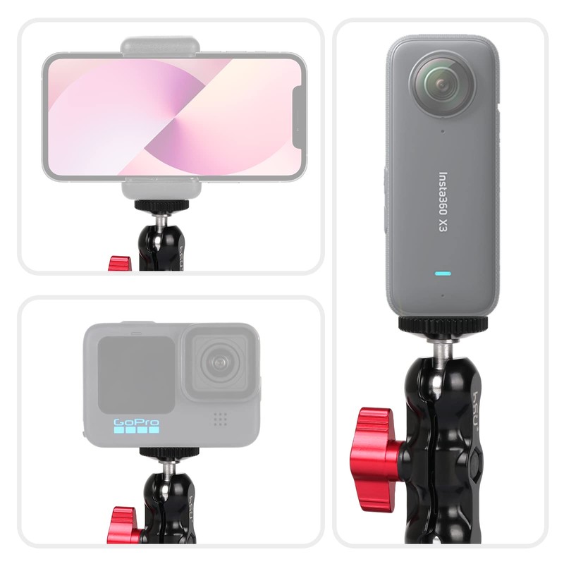 HSU Aluminum Alloy Double Ball Head Adapter, Magic Arm with