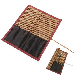TKY Calligraphy Calligraphy Bamboo Pencil Case Calligraphy Brush Holder with Pocket 7 Pieces (Medium Size)