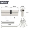 MANICAF Lock Cylinder 40/50 Cylinder Lock with 5 Keys, Profile