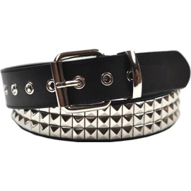 foolsGold 3-Row Pyramid Rivet Belt - Black , size: 4XL (132cm - 142cm)
