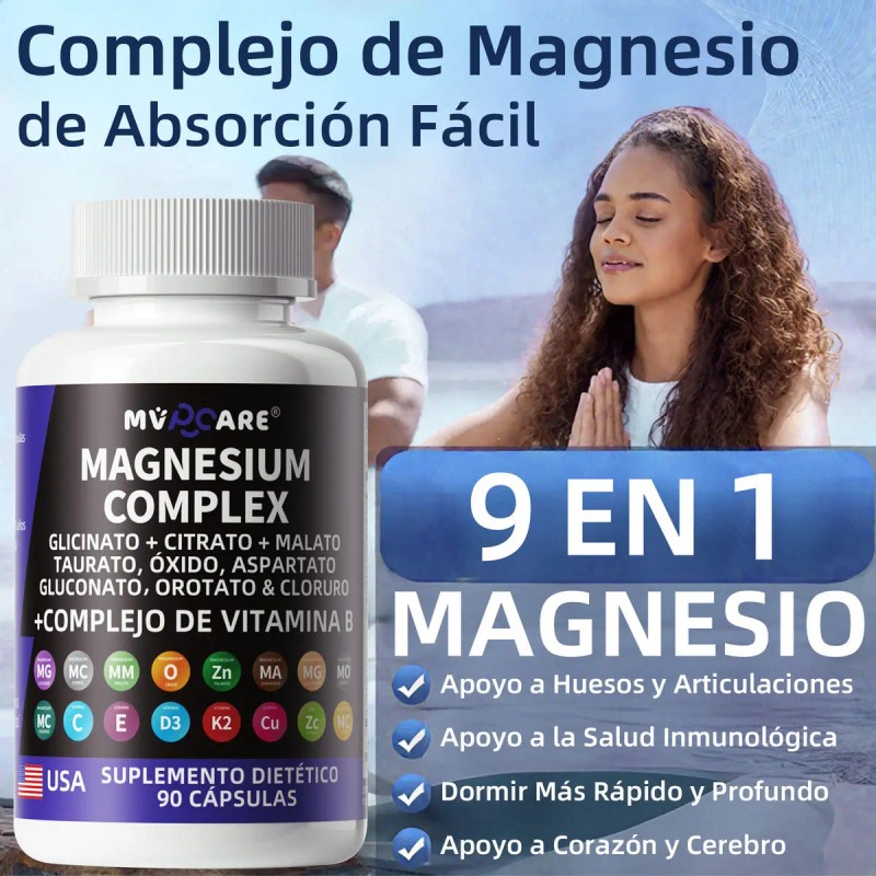 Mvpcare Magnesio Complex 1125mg Citrato Polvo Glicinato Gluconato Óxido Vitaminas