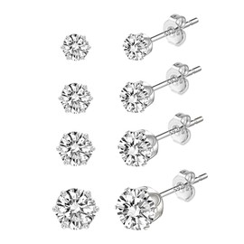 Alexcraft Stud Earrings 925 Silver Earrings Set for Women Multiple Hypoallergenic Cartilage Small Sleeper Cartilage Stud Set