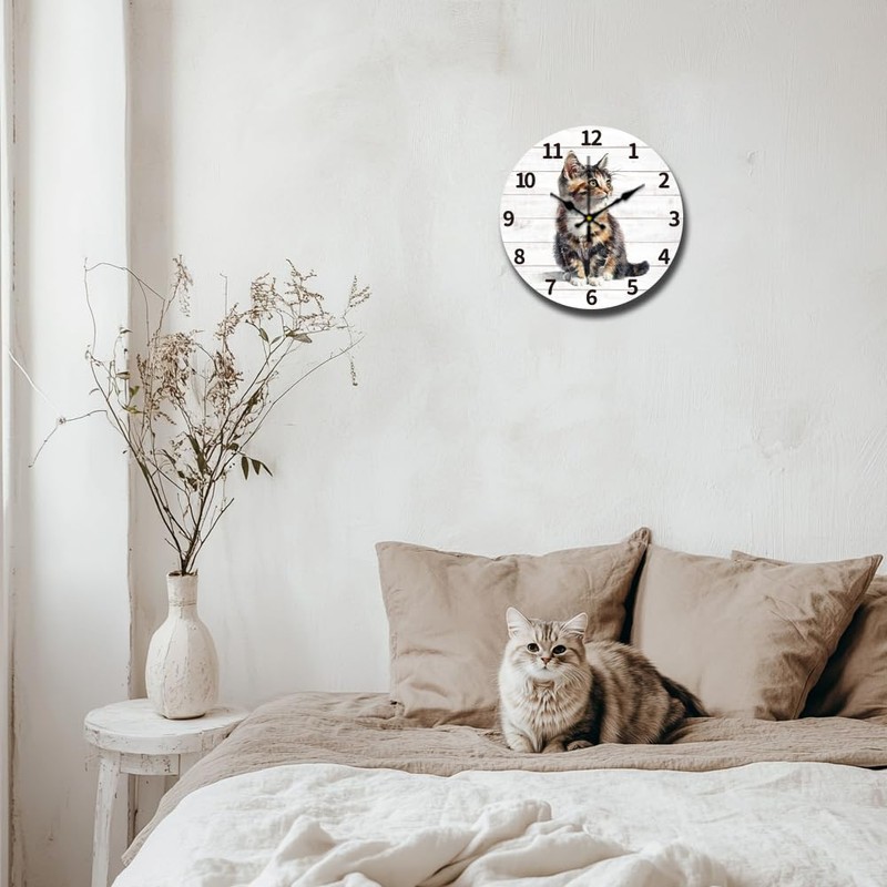 CHGCRAFT Realistic Cat Wall Clock 12 Inch Battery Operated Wall