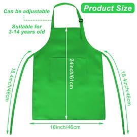 Morcheiong 8 Pack Adjustable Kids Apron Bulk with 2 Pockets Toddler Apron Kids Painting Aprons for Cooking Baking Paiting Boys Girls (Green)