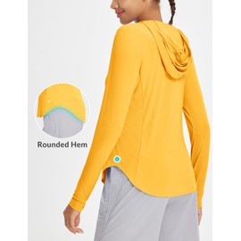 baleaf Women's UPF 50+ Sun Shirts UV Protection Hoodie Neck Gaiter SPF Lightweight Clothing for Running Hiking Fishing Yellow L