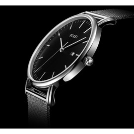 Burei Men's Wrist Watch, Stylish, Minimalist, Ultra Thin Commuter Net Strap, Quartz, Waterproof, Birthday Gift