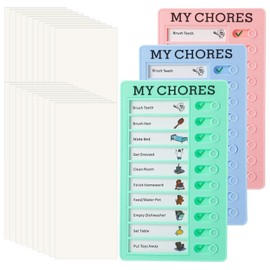 Guiqulai 3Pcs Chore Chart for Kids, Reusable to Do List with 20 Cards, Responsibility Boards with Detachable Cards for Home, School, Travel