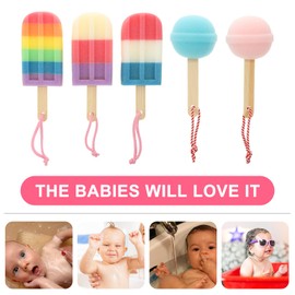 5Pcs bath loofah sponge Popsicle Bath Sponge Ice Cream Shower Sponge Cute Lollipop Bath Sponge Bath Sponge Shower Body Sponge Loofah Shower Scrubber for bath shower sponge Infant bath loofah pouf