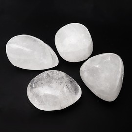 Tumbled Clear Quartz Crystals (4 Pack) - 1-1.5 Inch Smooth Master Healer Stones for Energy Amplification, Clarity & Healing - Polished Reiki Healing Crystals, Meditation & Manifestation