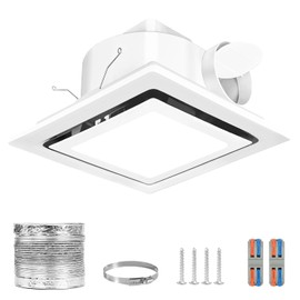 Bathroom Exhaust Fan with Light, 140 CFM 1.0 Sone Quiet Bathroom Fan with Light, 12" x 12" Panel, 10" x 10" Ceiling Opening, 4" Duct, 6500K 1200LM LED, Independent Fan & Light Controls