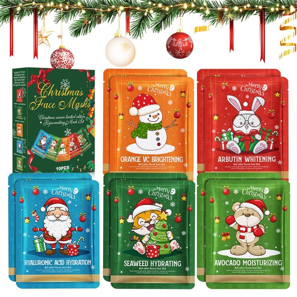JAOJAO Christmas Face Masks, Christmas Skincare Quickly Hydrates Stocking Stuffers
