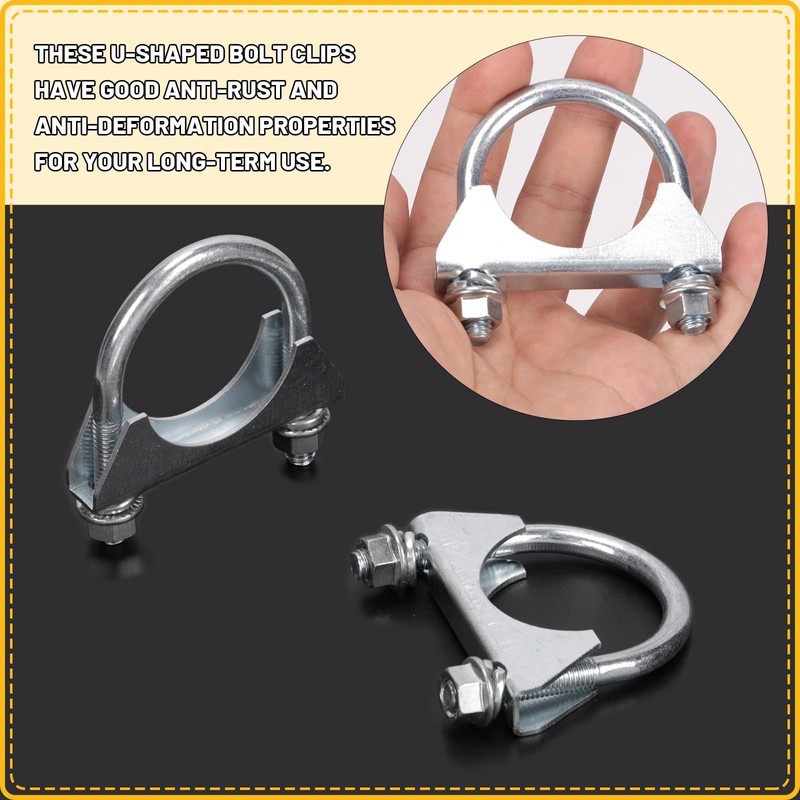 Mardatt 2 pieces 1-3/4 inch (45 mm) exhaust U-clamp, silencer