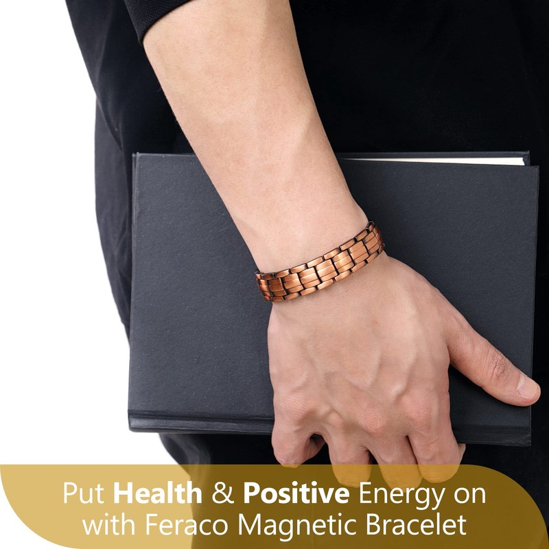 Feraco Copper Bracelet for Men 4 Kinds Magnetic Bracelets Elegant