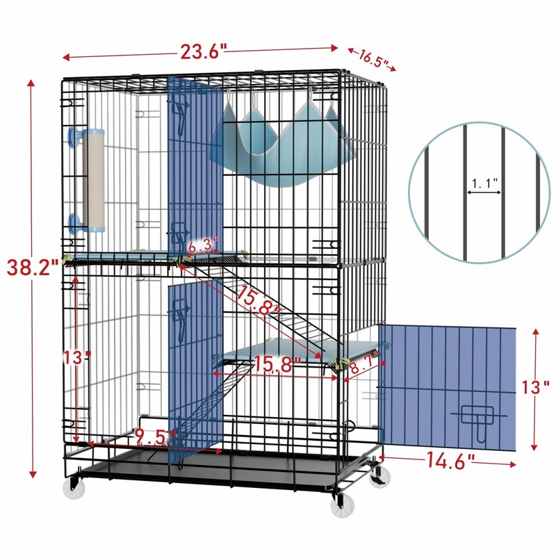 STILLCOVE 3-Tier Cat Cage Indoor: Medium Cat Enclosure Pet Playpen