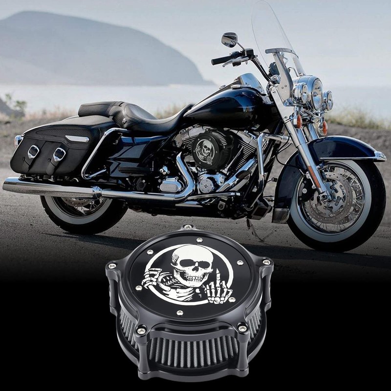 Motorcycle Air Cleaner Skull Style Air Filter Intake Kit Fit