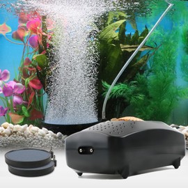 Coospider Aquarium Air Pump Oxygen Pump Ultra Quiet Fish Tank Bubbler Hydroponic Fish Tank Air Pump Power Aerator for Large Aquarium Oxygen Generator & Air Stone for 20-600 Gallons (Black, 8W)