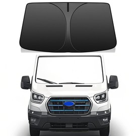 Windshield Sun Shade for 2022-2024 2025 Ford E-Transit Sunshade 240T Reflective Fabric Double-Layer Design Front Window Blocks UV Rays and Heat Automotive Interior Protector Keep Your Car Cooler