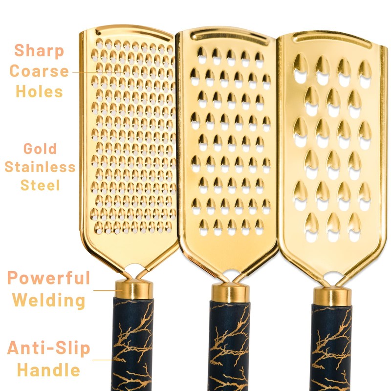 Professional Cheese Grater, Gold Stainless Steel Cheese Grater Handheld, Grater