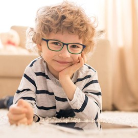 Outray Kids Reactangle Blue Light Blocking Glasses Anti Glare 2186c2 Green