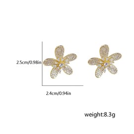 Luxury Big Flower Cubic Zirconia Crystal Statement Stud Earrings for Women Girls Dainty 925 Sterling Silver Post Gold Plated Chunky Floral Large Studs Fashion Trendy Jewelry Wedding Birthday Gift Her,