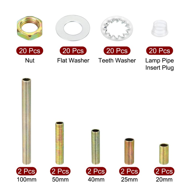 PATIKIL 1/8IP Thread 5 Size Lamp Cable Kit with Lock
