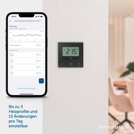 Homematic IP Smart Home Wall Thermostat - Basic, Anthracite, Digital Thermostat for Radiators with/without App, Alexa, Google Assistant, Temperature Measurement, Energy Saving, 160554A0