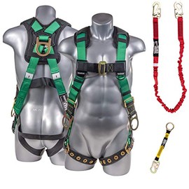 Palmer Safety Harness w/Detachable Single Leg 6' Internal Shock Absorbing Lanyard w/Snap Hook I OSHA Compliant Arrest Kit I Ideal for Construction & Scaffolding Use (Universal - 1pk)