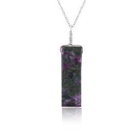 GEMKORA Real Charoite Raw Crystal Pendant Necklace, Natural Polished Gemstone, Flat Bars, Rough Crystal, Healing Stone, Gift for Women Jewellery Length 18 inch