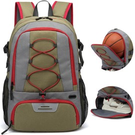 Lyweem Basketball Backpack Soccer Bag Adult with Ball Holder, Laptop & Shoe Compartment, 35L Large Gym Sports Backpack for Men Women Training Equipment Bags for Athletic Football Volleyball, Green