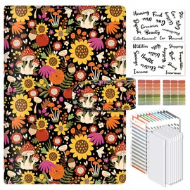 ALKKDPS Budget Binder with Cash Zipper Envelopes, Cute A6 Money Saving Binder, PU Leather Money Organizer, Cash Envelopes and 12 Expense Budget Sheets for Budgeting Colorful Sunflower
