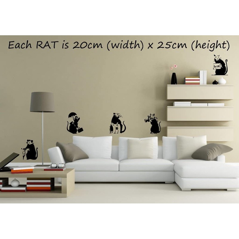 Wall Stickers Wall tattoo, collection of 5 Banksy rats, large