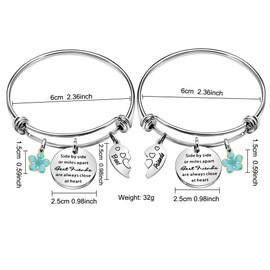 Maxforever 2Pcs Friendship Gifts Best Friends Forever Charm Bangle Bracelet, Birthday Anniversary for Bestie