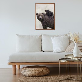 Duodoloo 1PC Brown Bear Mother and Child Digital Hand Painted Impressionist Style Decorative Painting Interior School Canvas Print Animal Art Painting 30cm X 40cm Unframed