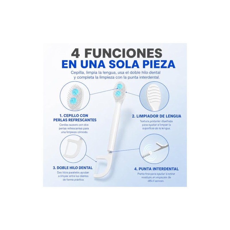 Mini Cepillos de Dientes Desechables 4 en 1 con Doble
