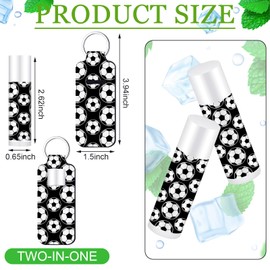 Swiffen 18 Sets Natural Bulk Lip Balm and Moisturizing Lipstick Holder Keychains Set Gift for Team Teen Adults Sports Party Supply(Soccer)