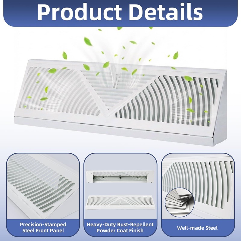 4PK 18 inch Baseboard Register Vent for 18"Duct,Baseboard Vent Cover