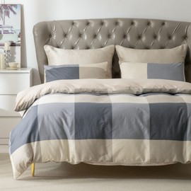 Buffalo Plaid Duvet Cover Twin, 100% Cotton Plaid Bedding Set, 3 Pieces Checkered Duvet Set for All Seasons, 1 Duvet Cover and 2 Pillowcases with Zipper Closure, Ultra Soft Breathable (Plaid, Twin)