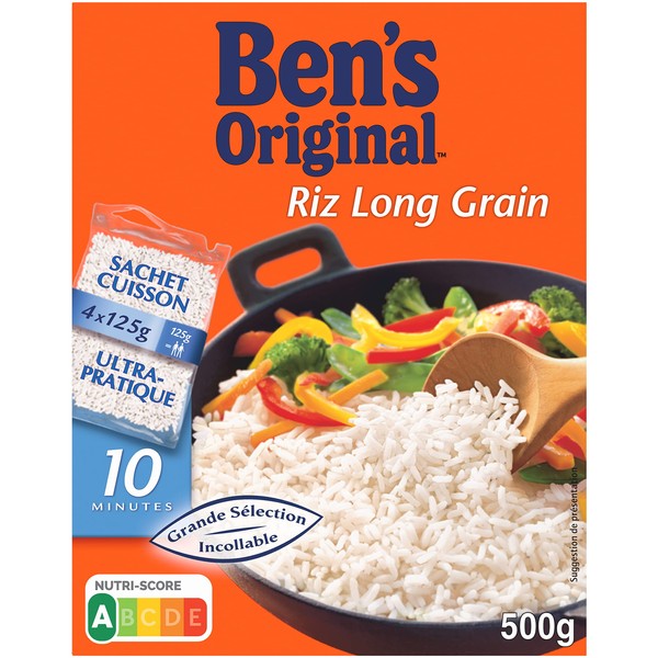 BEN'S ORIGINAL Long Grain Rice 10 min 500 g 4 x 125 g Cooking Bags