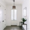 SHAWNKEY Industrial 1-Light Black Pendant Light with Wood Grain Finish