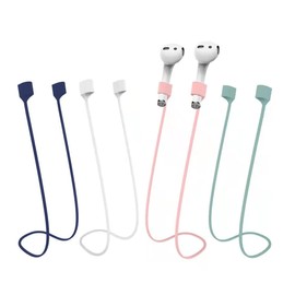 BUISAMG Magnetic Anti-Lost Straps for AirPods, Soft Silicone Sports Lanyard, Neck Rope Cord, Wireless Headphones Anti-Lost Rope (4pcs Blue White Pink Green)