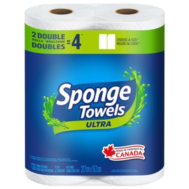 SpongeTowels Ultra Paper Towel, Double-Sided Strength, 2 = 4 Regular Rolls