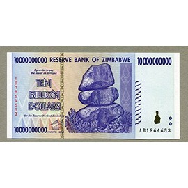 Simbabwe 10 Billion Dollar Banknote Bill Money Inflation Record Currency Note