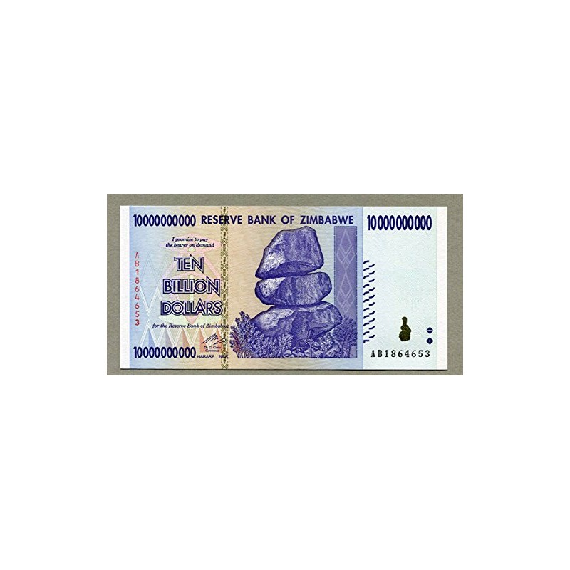 Simbabwe 10 Billion Dollar Banknote Bill Money Inflation Record Currency