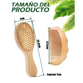 2 Piezas Cepillo De Bambu Para Cabello, Cepillo Para Cabello, Peine Para Cabello, Cepillo De Bambu, Cepillo De Madera Para Cabello, Masaje Para El Cabello, Adecuado Para Hombres Y Mujeres