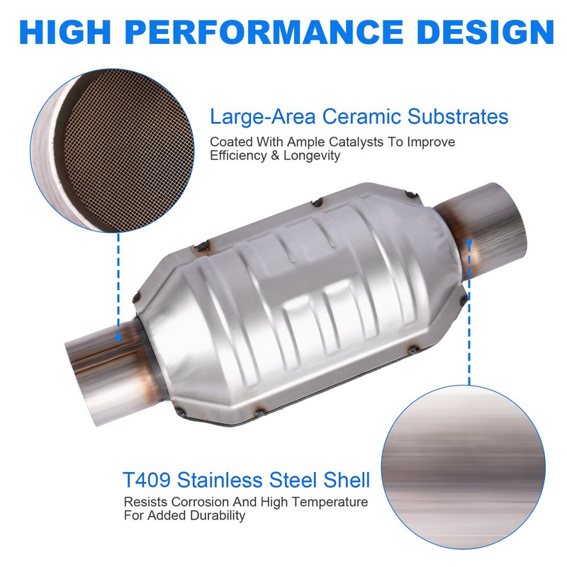 Yeoflagtrade 2.0" Universal Catalytic Converter, 2.0 Inch Inlet/Outle Cat Converter
