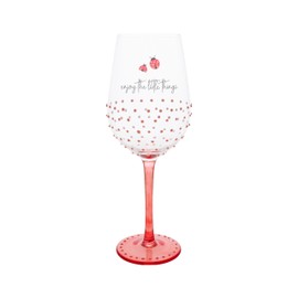 Pavilion - Enjoy The Little Things - Ladybug - 16 oz Stemmed Wine Glass Mother Mommy Mama Present For Kids Son Daughter