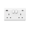Securlec double USB wall socket in white - switched double