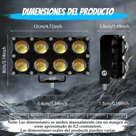 Par Faros De Led Lupa Luz Cuatro Color De Moto Auto 72000 Lm