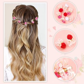 10 Pcs Mini Rose Hair Jaw Clips Small Flower Hair Claws Decorative Floral Hair Clamp Wedding Party Hair Clips for Women Girls White